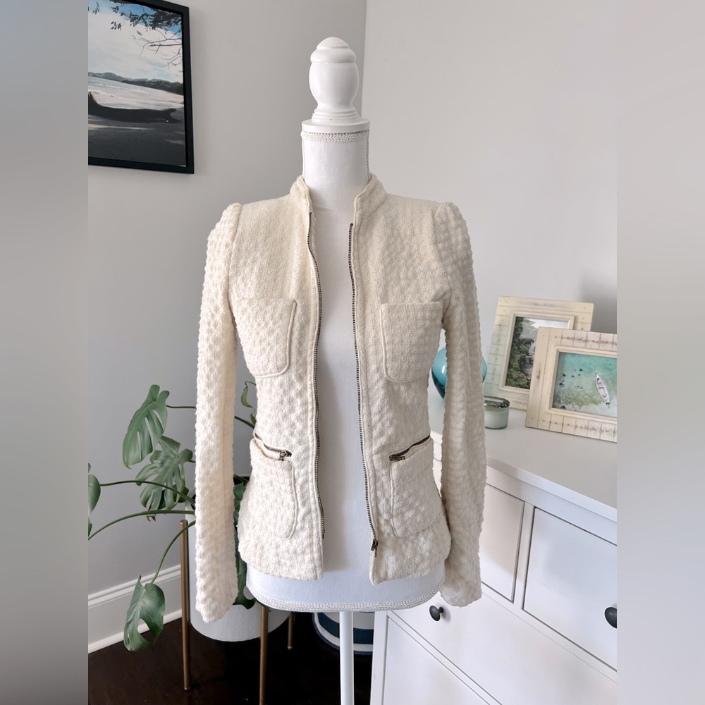 Cream Zara Boucle Jacket size xs